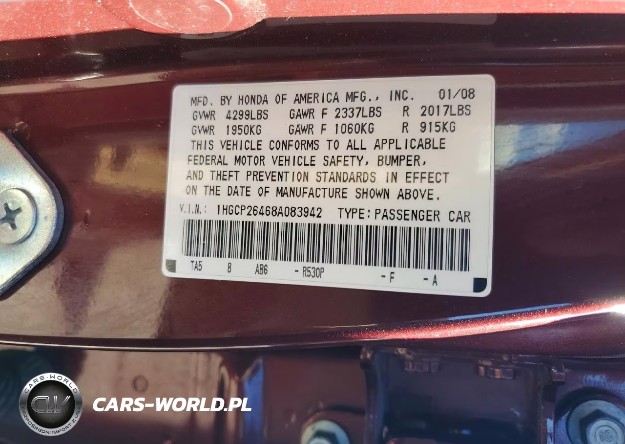 2008 Honda Accord Lxp VIN:1HGCP26468A083942 - 12