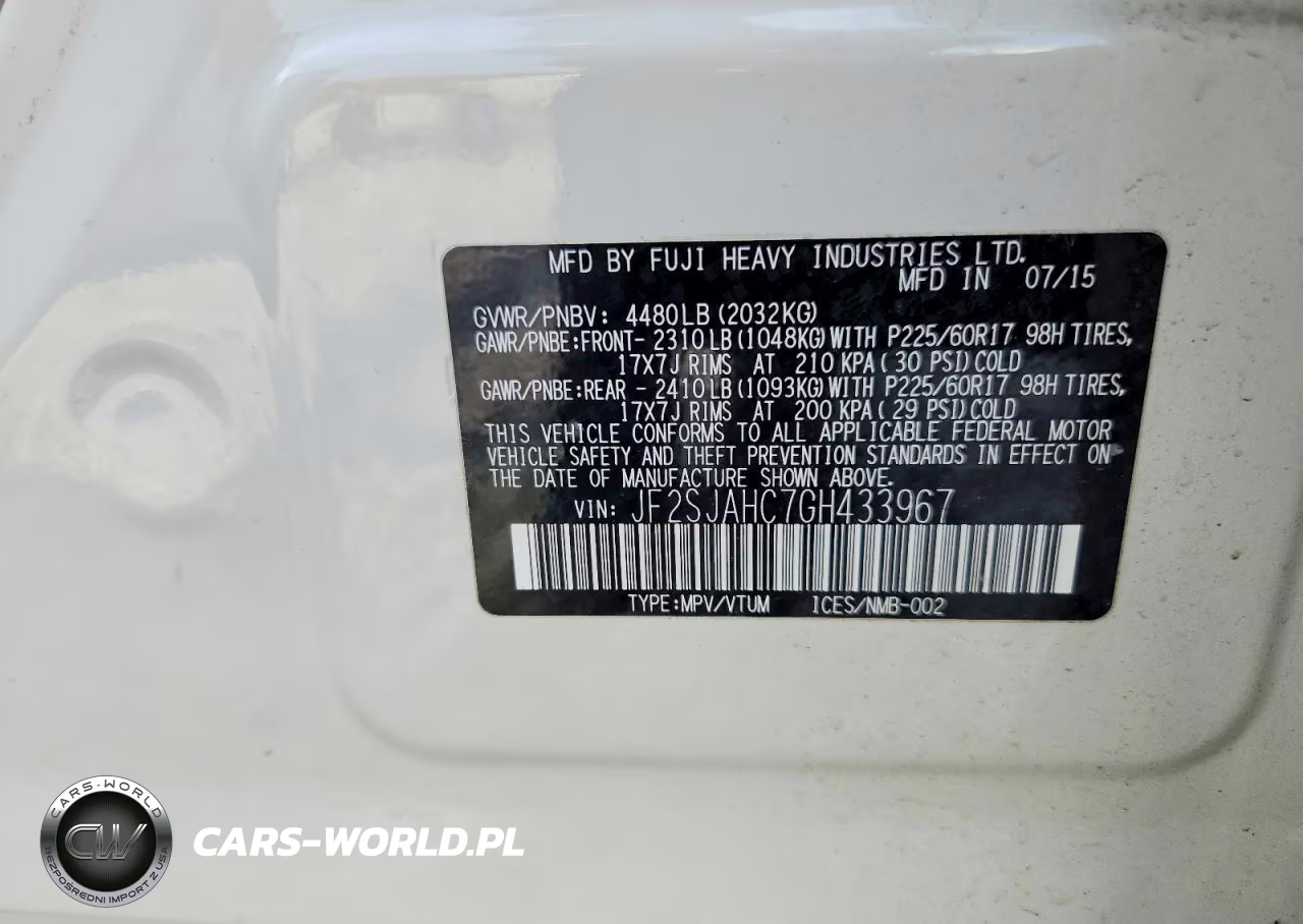 2016 Subaru Forester 2.5I Limited VIN:JF2SJAHC7GH433967 - 13