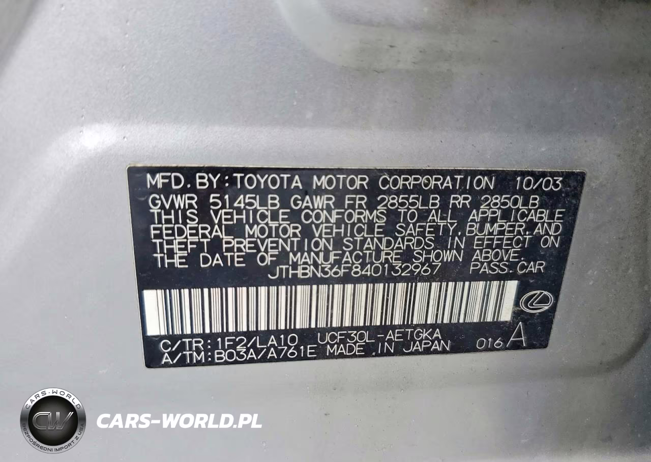 2004 Lexus Ls 430 VIN:JTHBN36F840132967 - 12