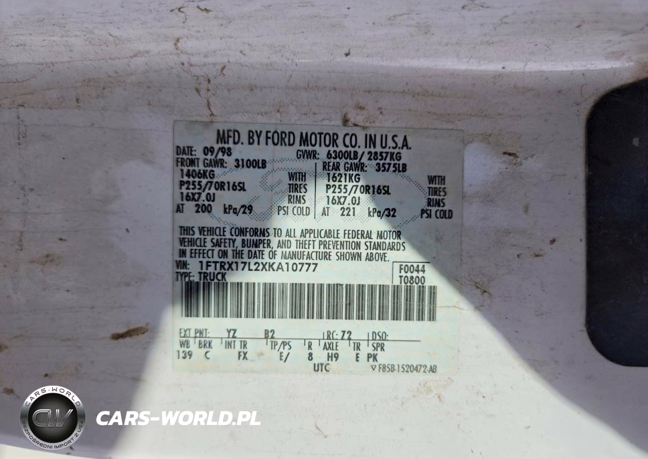1999 Ford F150 VIN:1FTRX17L2XKA10777 - 12