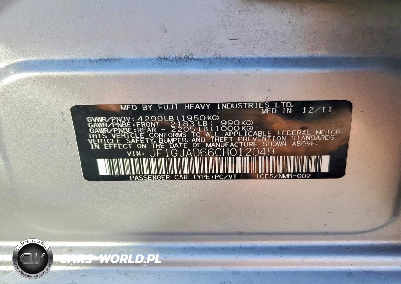 2012 Subaru Impreza Premium VIN:JF1GJAD66CH012049 - 12