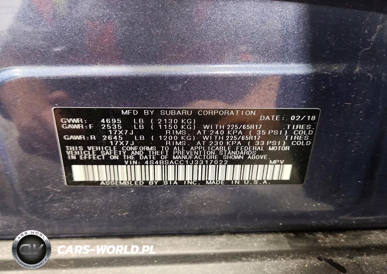 2018 Subaru Outback 2.5I Premium VIN:4S4BSACC1J3317022 - 13