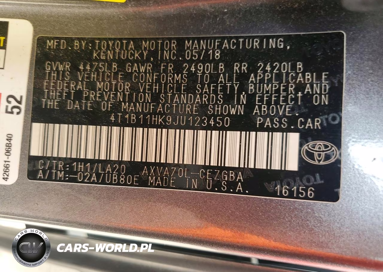 2018 Toyota Camry Xle VIN:4T1B11HK9JU123450 - 13