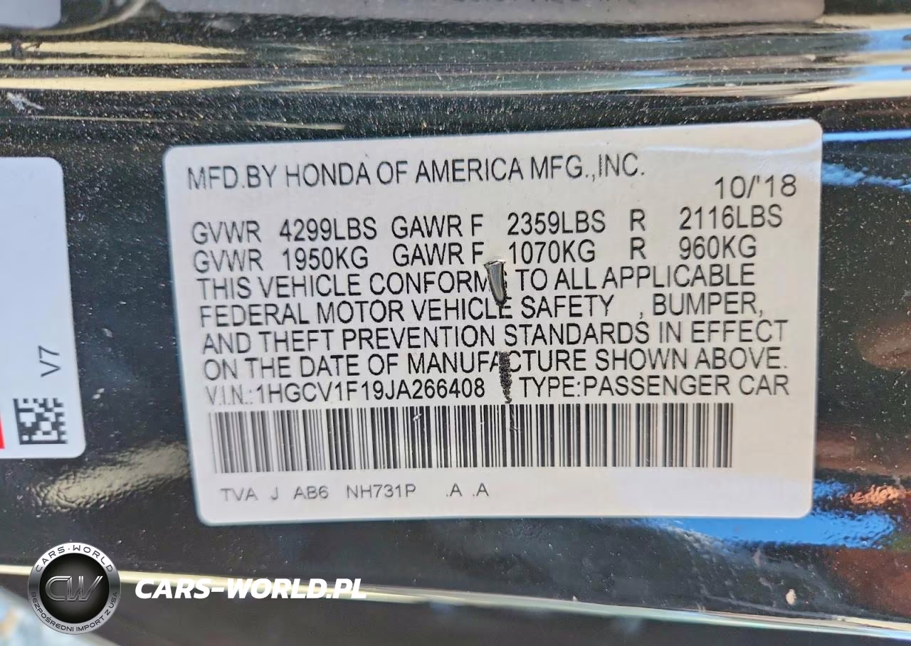 2018 Honda Accord Lx VIN:1HGCV1F19JA266408 - 12