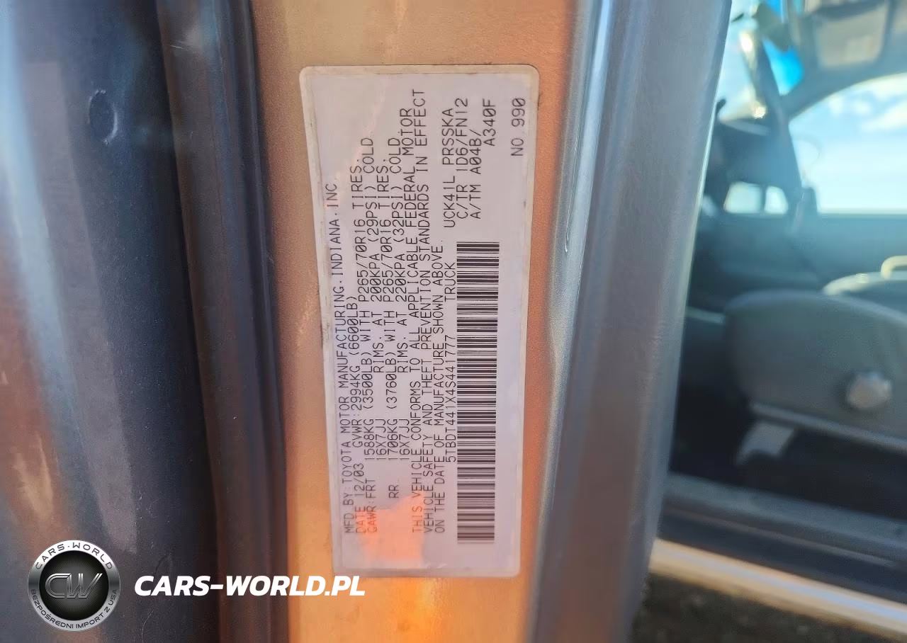 2004 Toyota Tundra Sr5 VIN:5TBDT441X4S441777 - 12