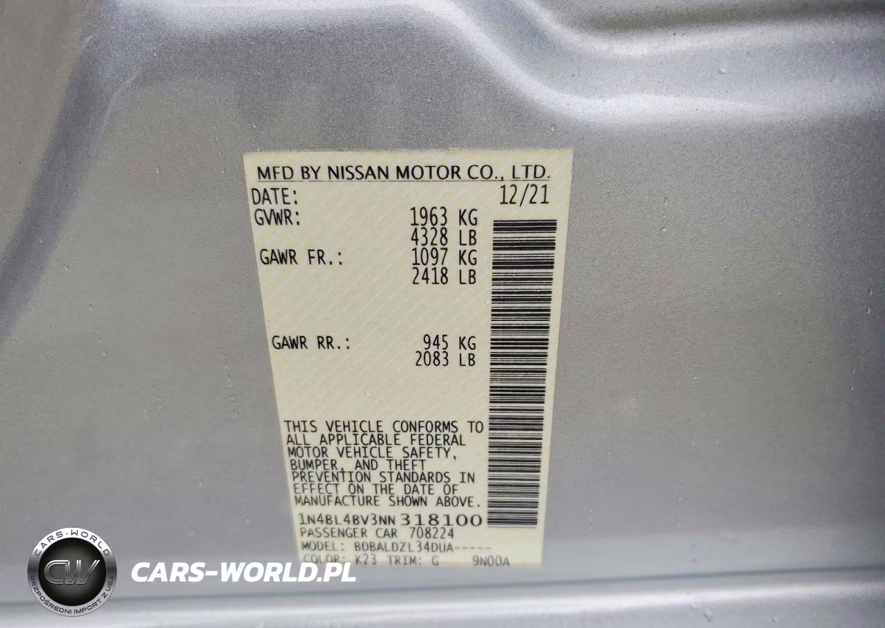 2022 Nissan Altima S VIN:1N4BL4BV3NN318100 - 12