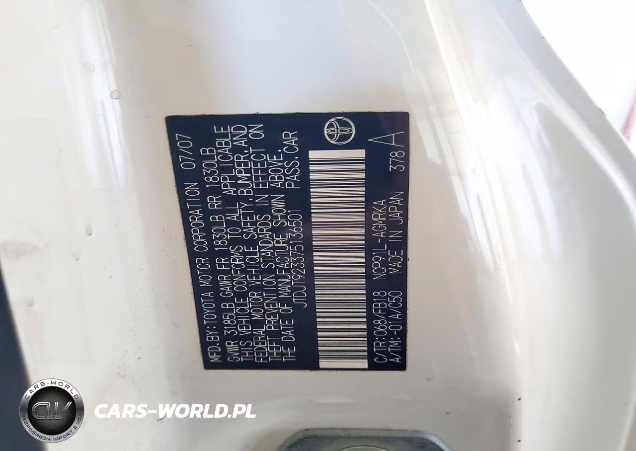 2007 Toyota Yaris Base VIN:JTDJT923375136501 - 13