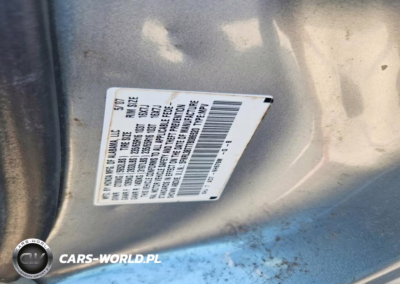 2007 Honda Odyssey Exl VIN:5FNRL38777B086520 - 13