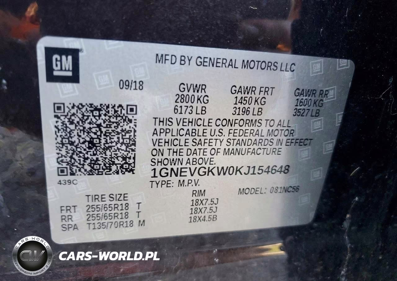 2019 Chevrolet Traverse Lt VIN:1GNEVGKW0KJ154648 - 13