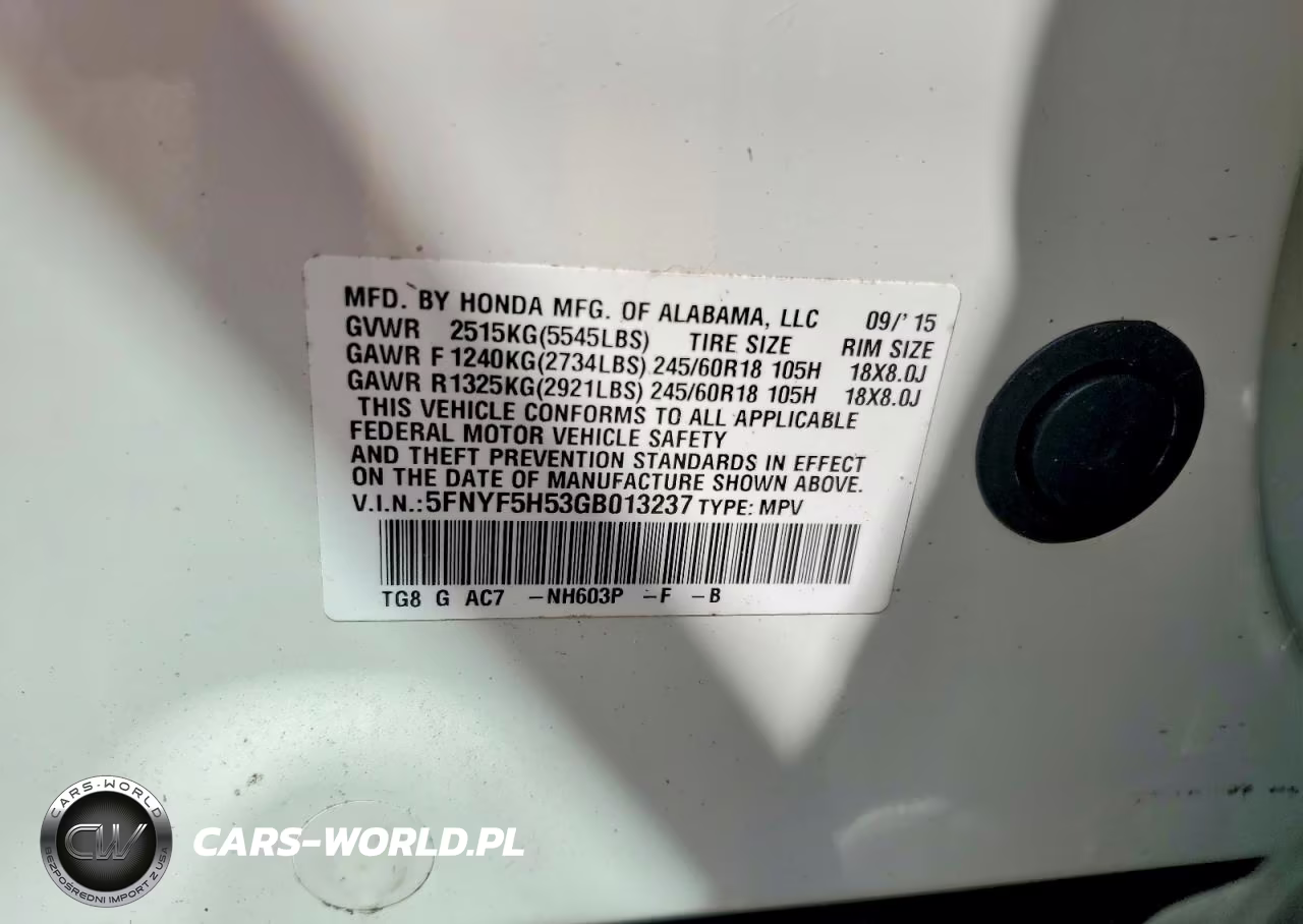 2016 Honda Pilot Exl VIN:5FNYF5H53GB013237 - 12