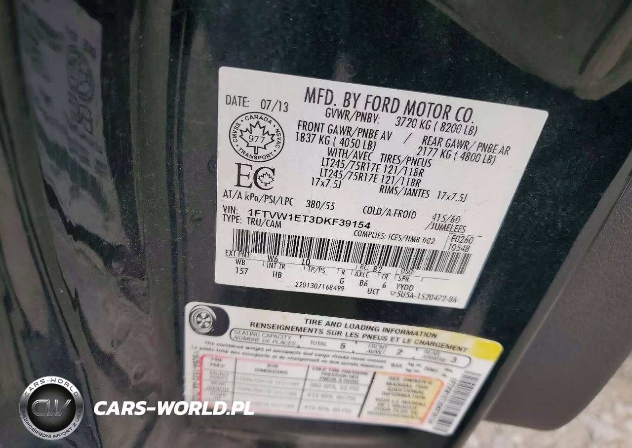 2013 Ford F150 Supercrew VIN:1FTVW1ET3DKF39154 - 12