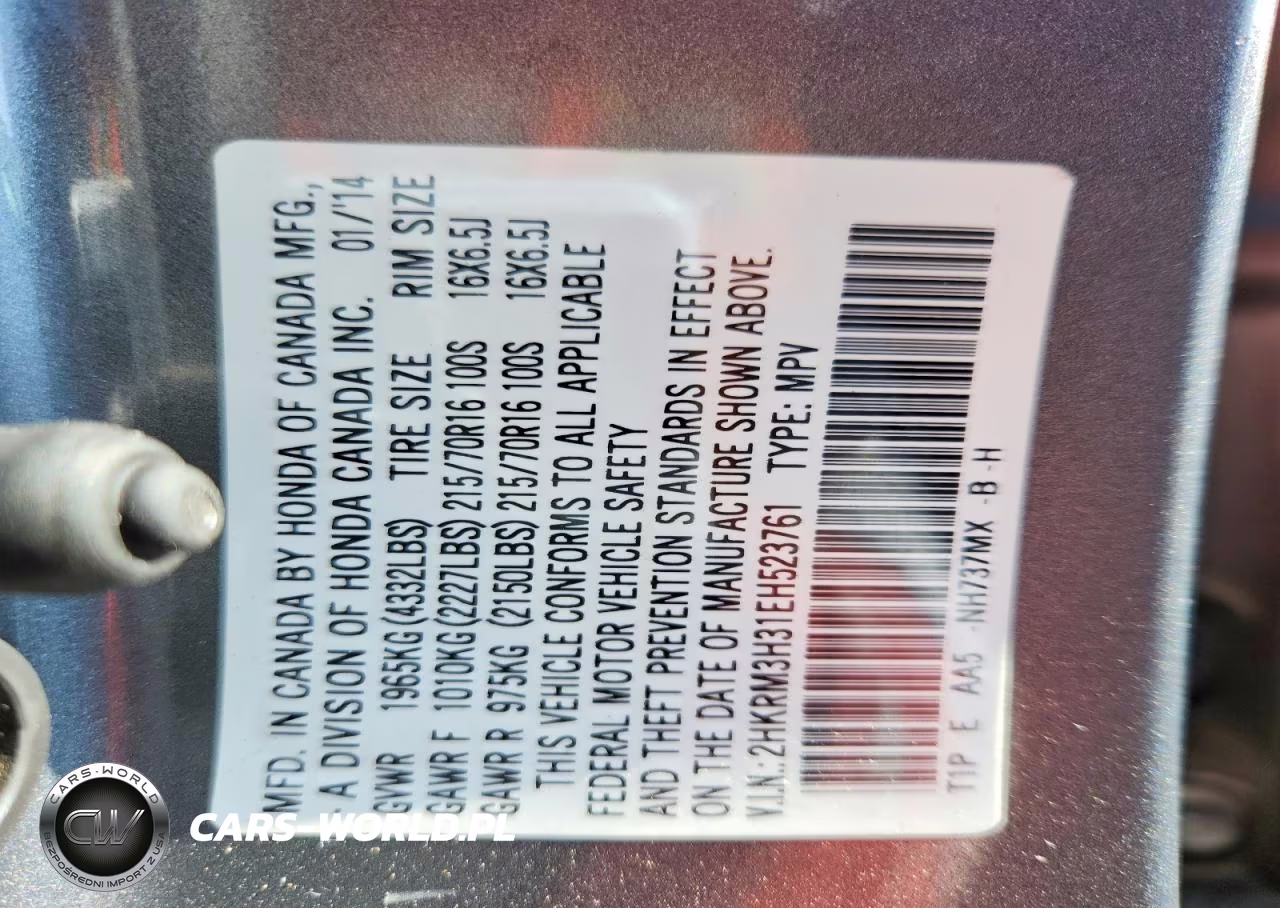 2014 Honda Cr-V Lx VIN:2HKRM3H31EH523761 - 14