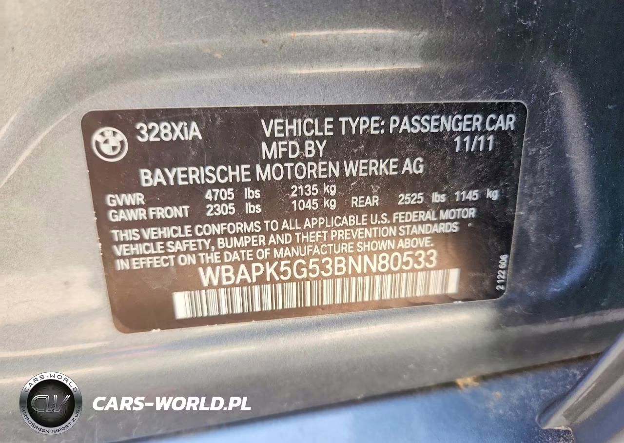 2011 BMW 328 Xi Sulev VIN:WBAPK5G53BNN80533 - 12