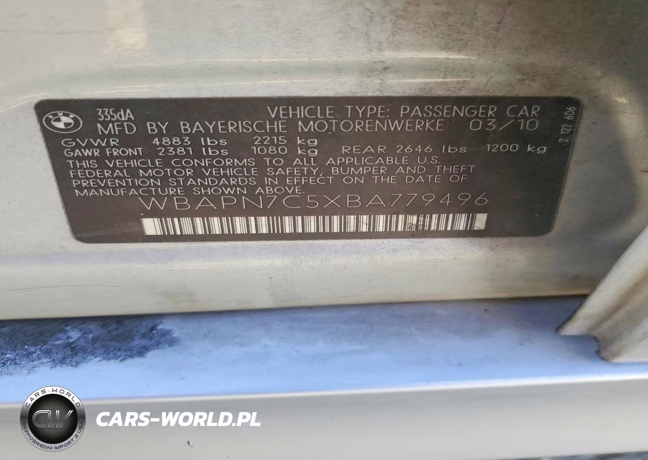 2011 BMW 335 D VIN:WBAPN7C5XBA779496 - 12