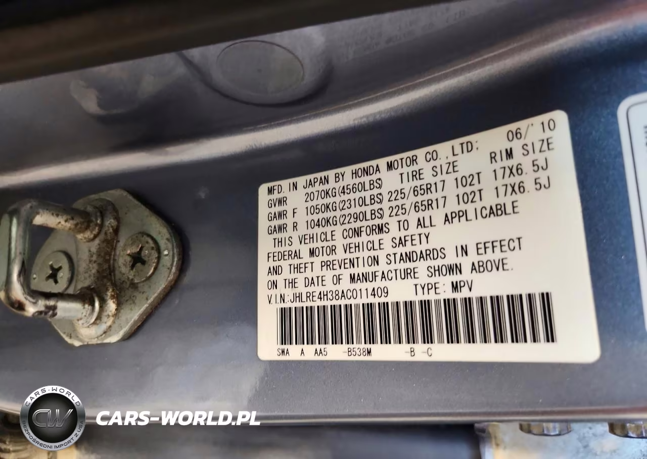 2010 Honda Cr-V Lx VIN:JHLRE4H38AC011409 - 13