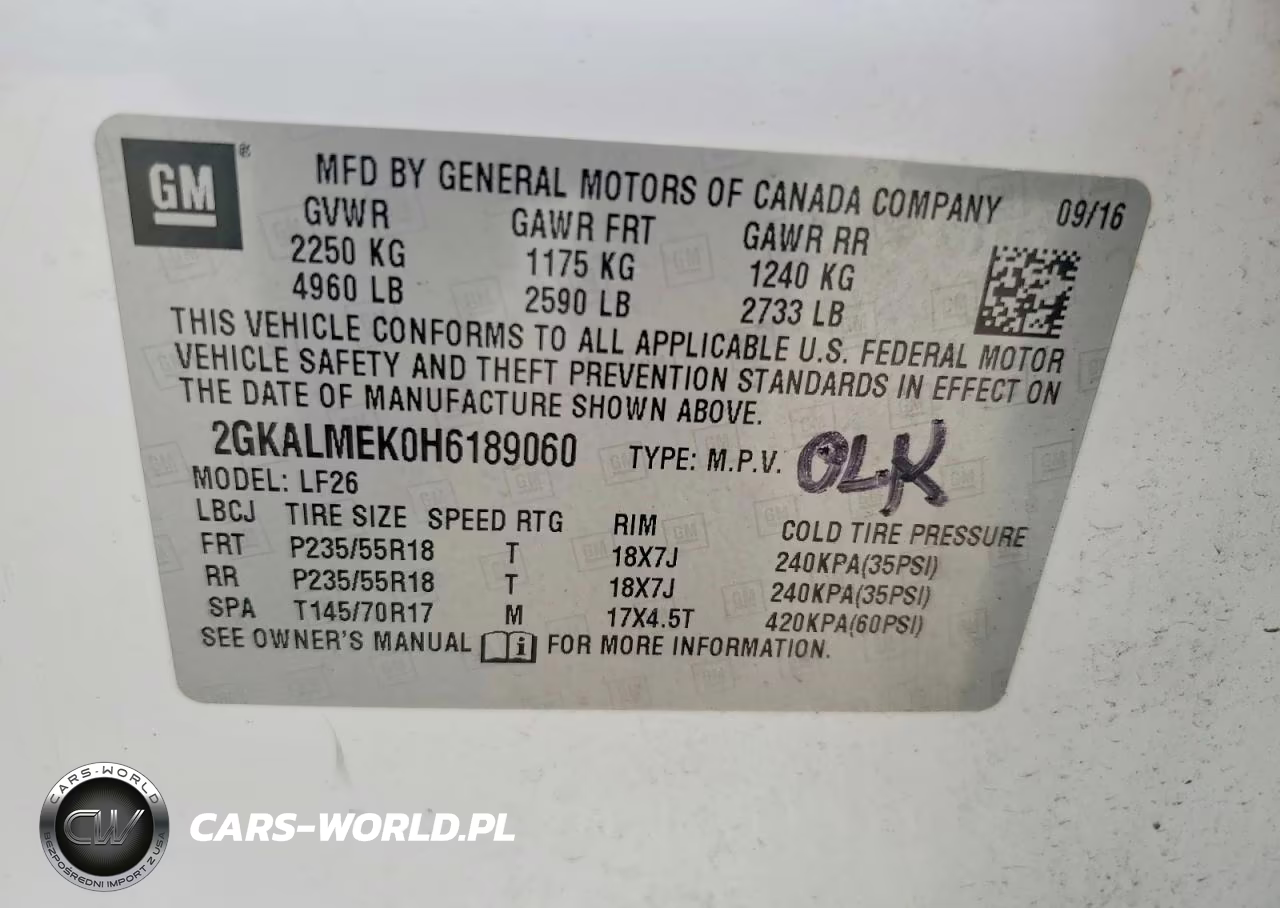 2017 GMC Terrain Sle VIN:2GKALMEK0H6189060 - 13