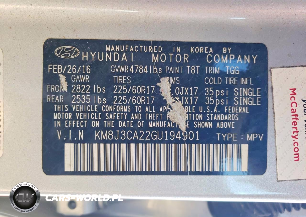 2016 Hyundai Tucson Eco VIN:KM8J3CA22GU194901 - 13