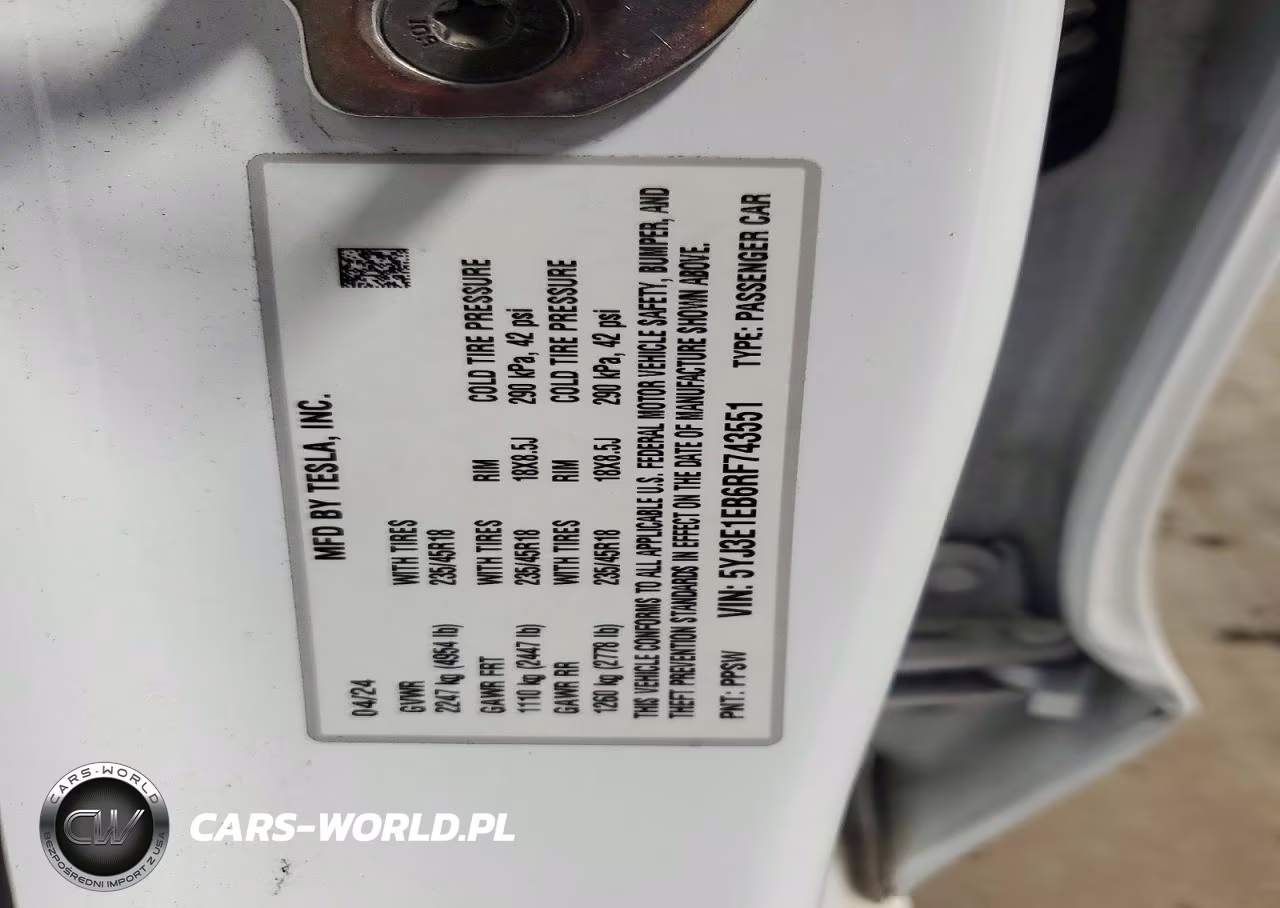 2024 Tesla Model 3 VIN:5YJ3E1EB6RF743551 - 12