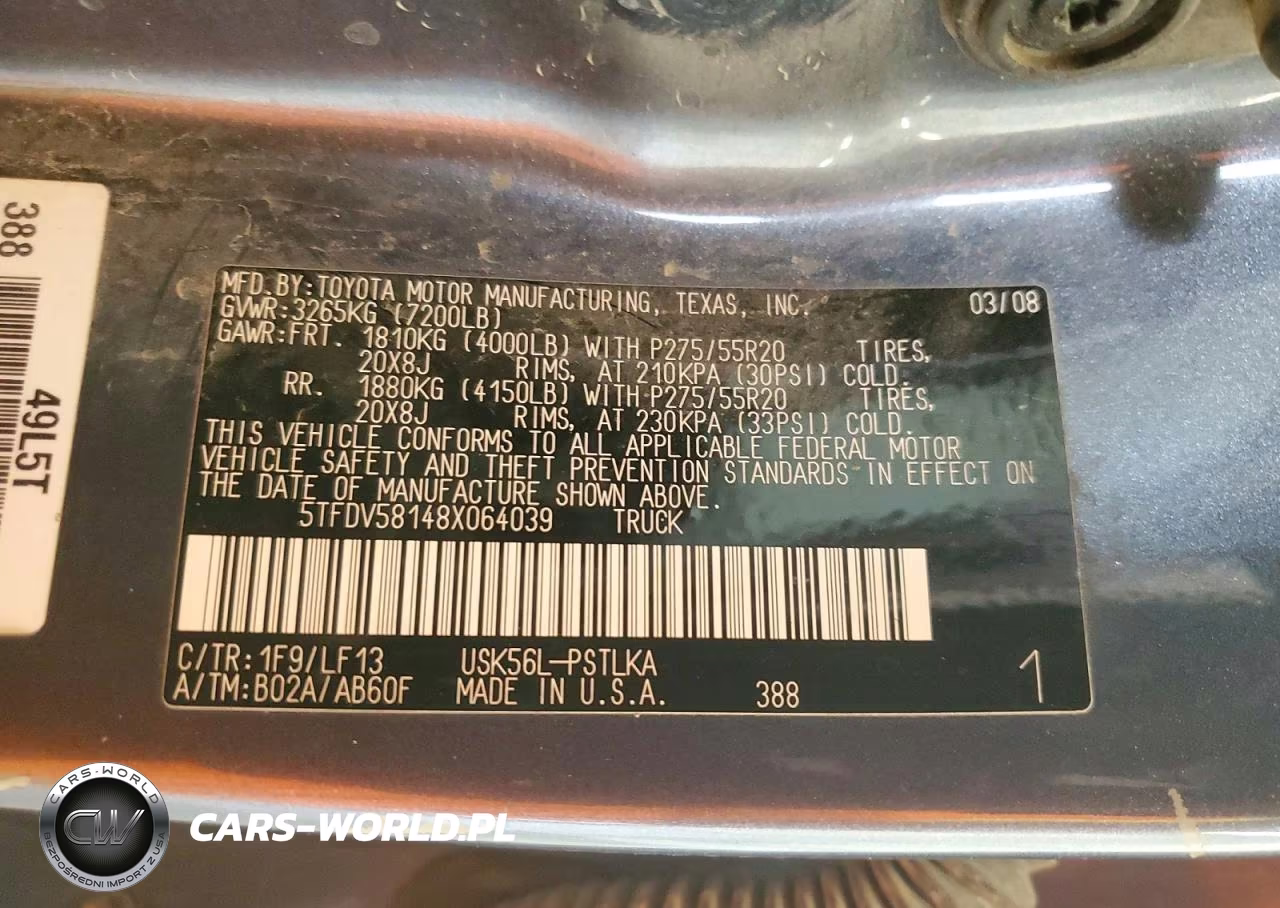 2008 Toyota Tundra Crewmax Limited VIN:5TFDV58148X064039 - 12