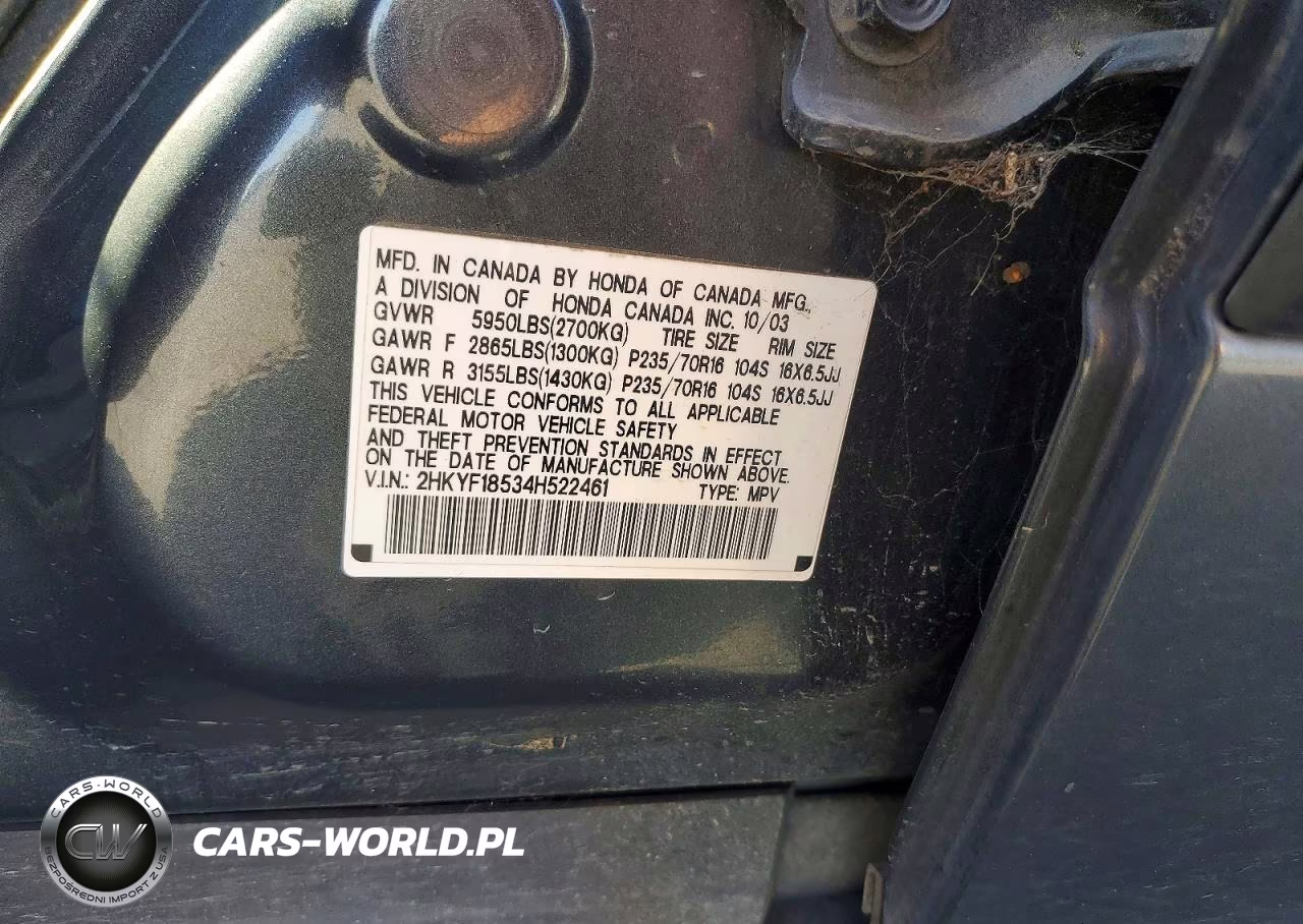2004 Honda Pilot Exl VIN:2HKYF18534H522461 - 13