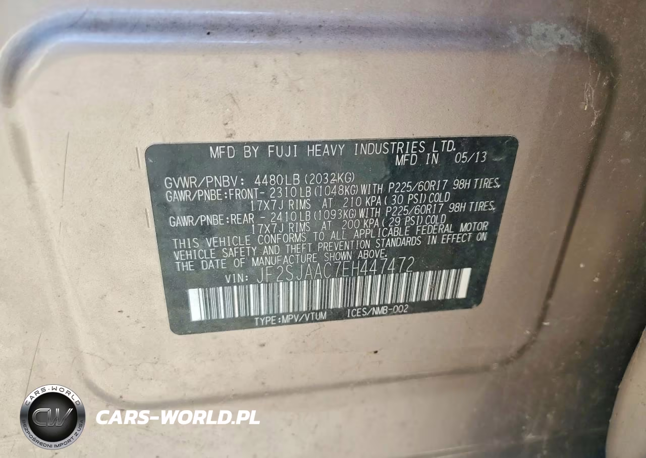 2014 Subaru Forester 2.5I VIN:JF2SJAAC7EH447472 - 13
