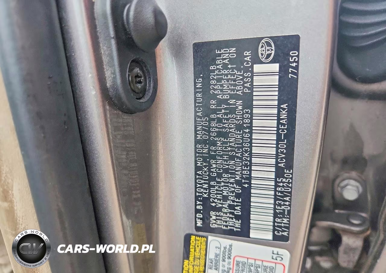 2006 Toyota Camry Le VIN:4T1BE32K36U641893 - 12