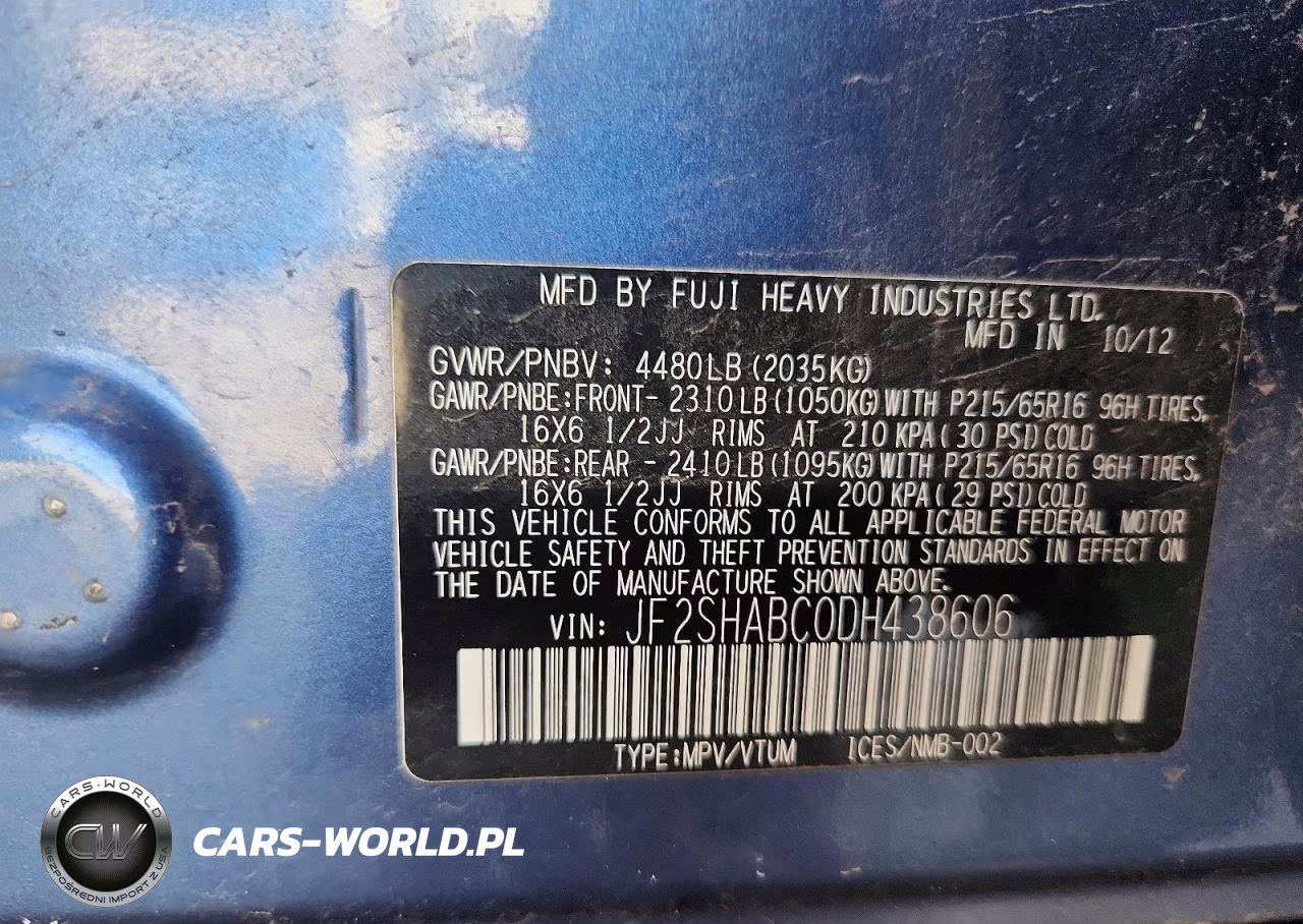 2013 Subaru Forester 2.5X VIN:JF2SHABC0DH438606 - 13