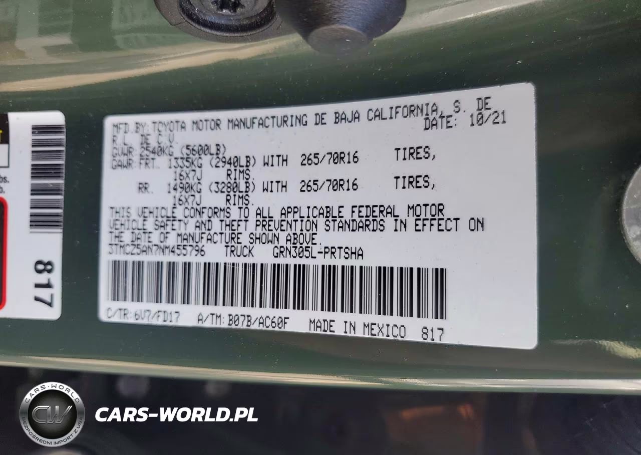 2022 Toyota Tacoma Trd Off-Road VIN:3TMCZ5AN7NM455796 - 12