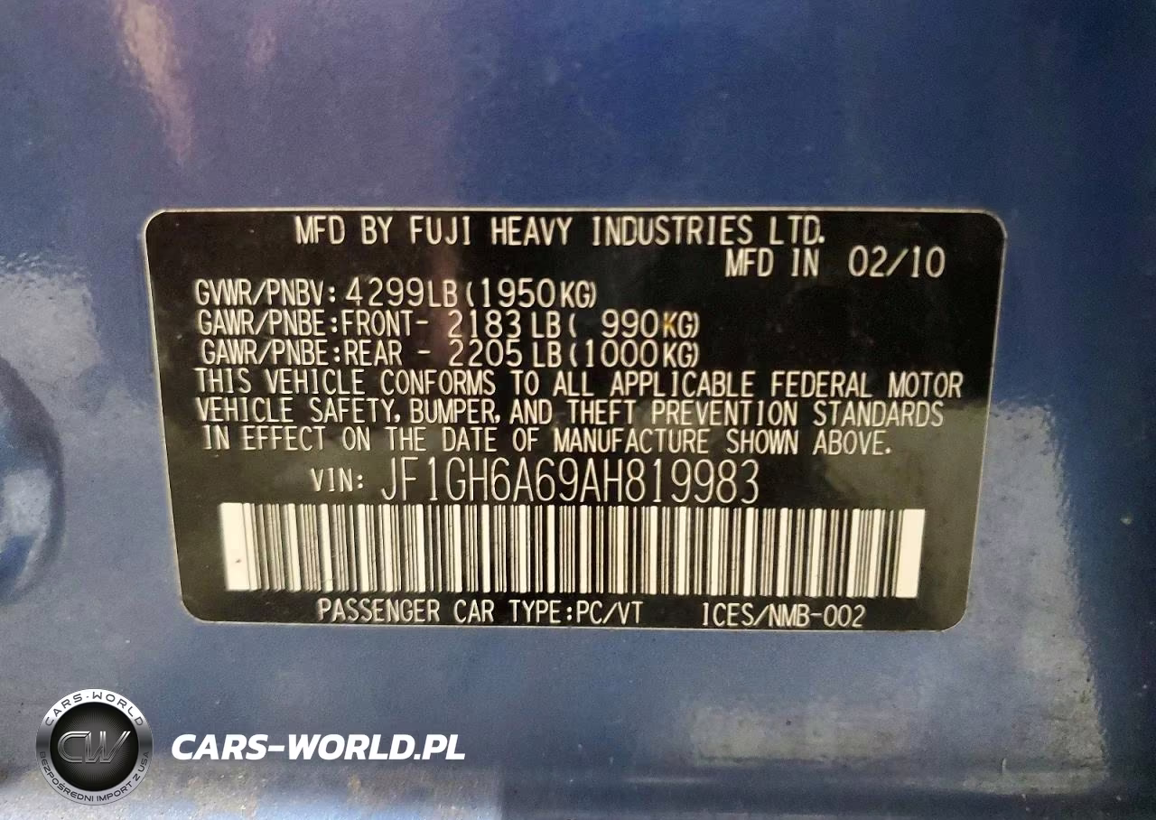 2010 Subaru Impreza 2.5I VIN:JF1GH6A69AH819983 - 12