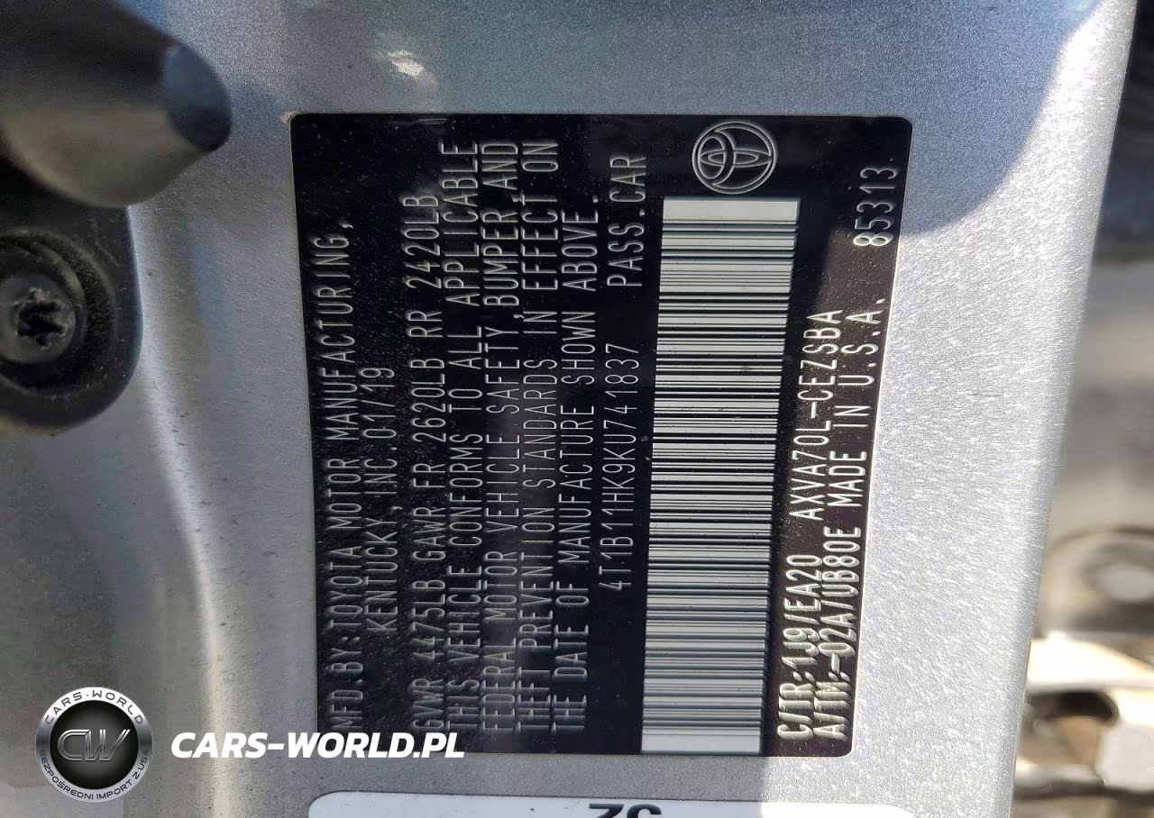 2019 Toyota Camry Se VIN:4T1B11HK9KU741837 - 12