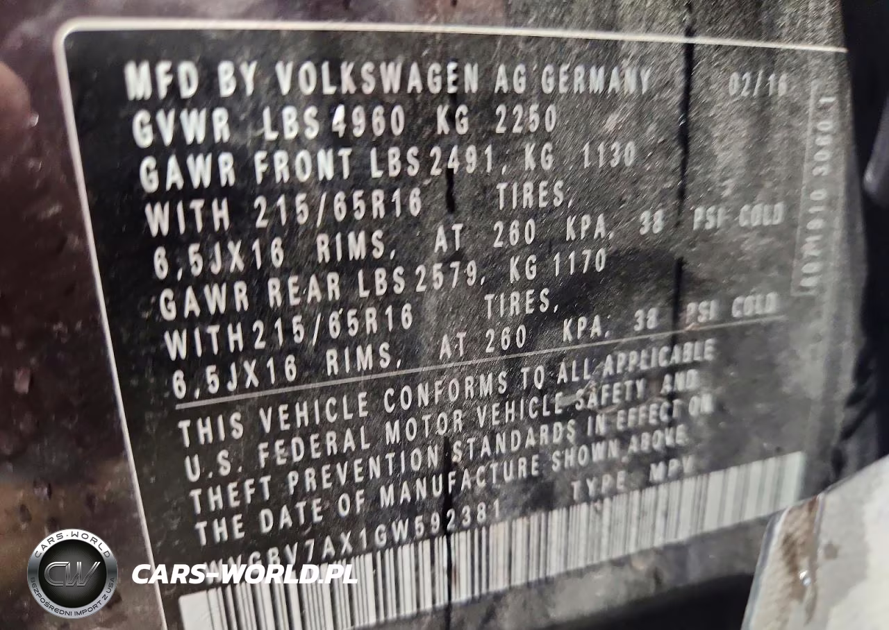 2016 Volkswagen Tiguan S VIN:WVGBV7AX1GW592381 - 13
