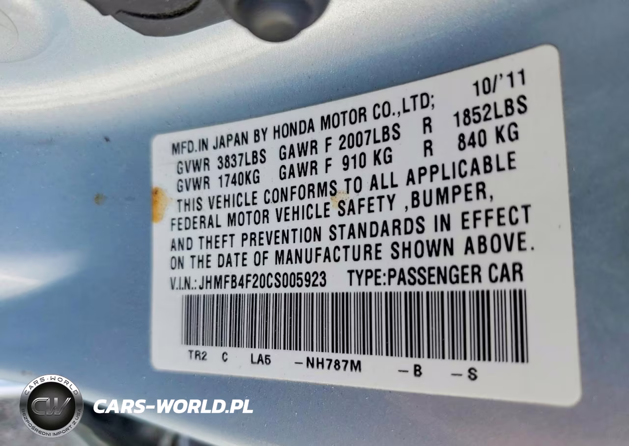 2012 Honda Civic Hybrid VIN:JHMFB4F20CS005923 - 12