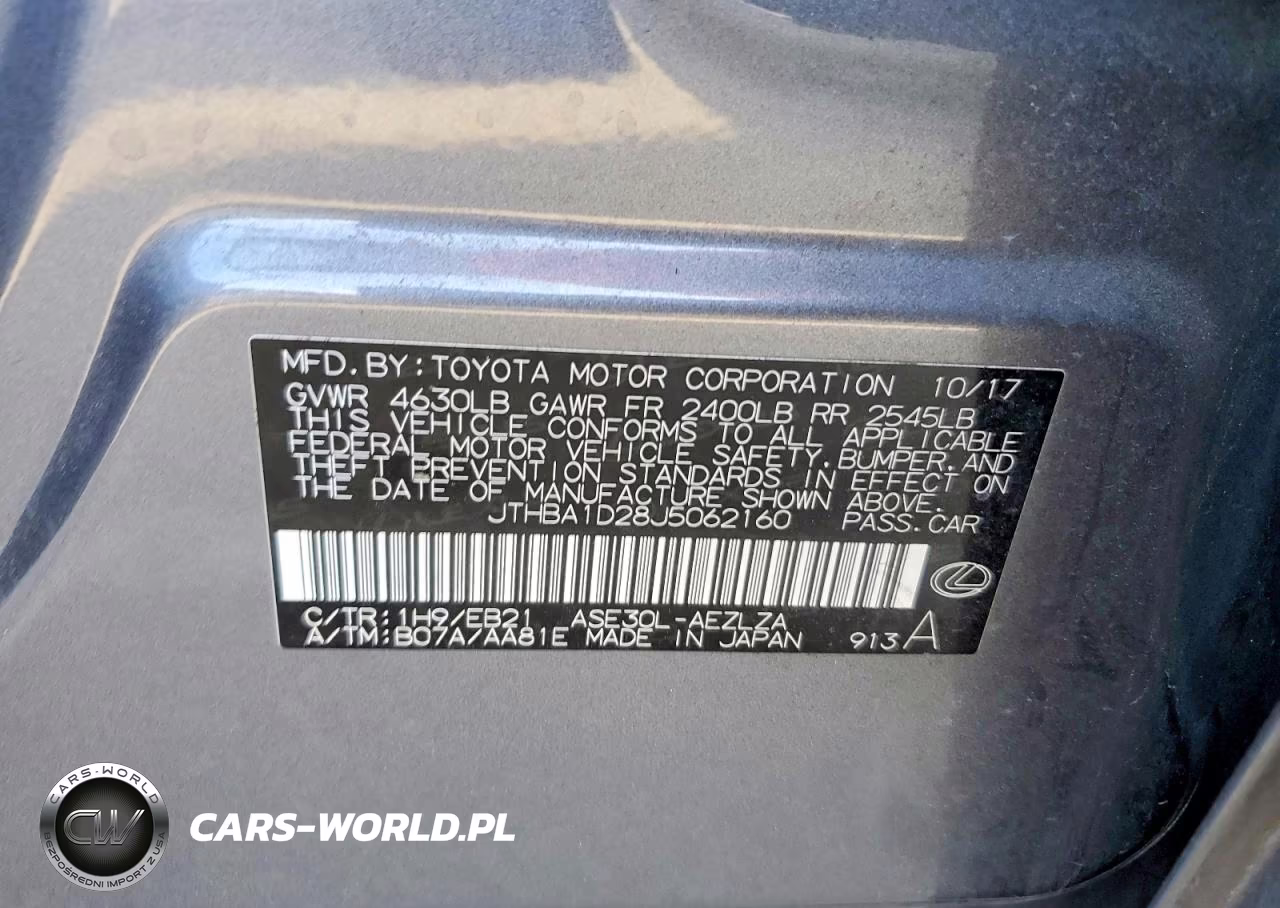 2018 Lexus Is 300 VIN:JTHBA1D28J5062160 - 12