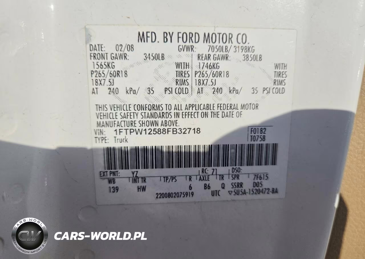 2008 Ford F150 Supercrew VIN:1FTPW12588FB32718 - 12