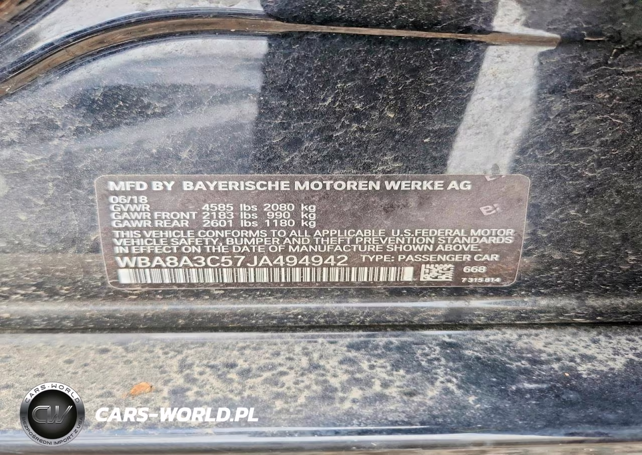 2018 BMW 320 Xi VIN:WBA8A3C57JA494942 - 12