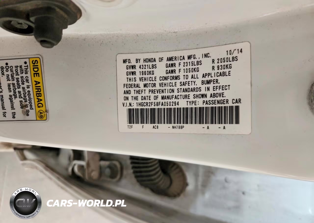 2015 Honda Accord Sport VIN:1HGCR2F58FA050294 - 12