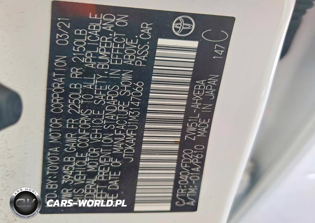 2021 Toyota Prius Le VIN:JTDKAMFU1M3147066 - 13