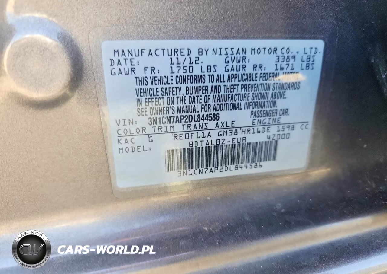 2013 Nissan Versa 1.6 S VIN:3N1CN7AP2DL844586 - 13