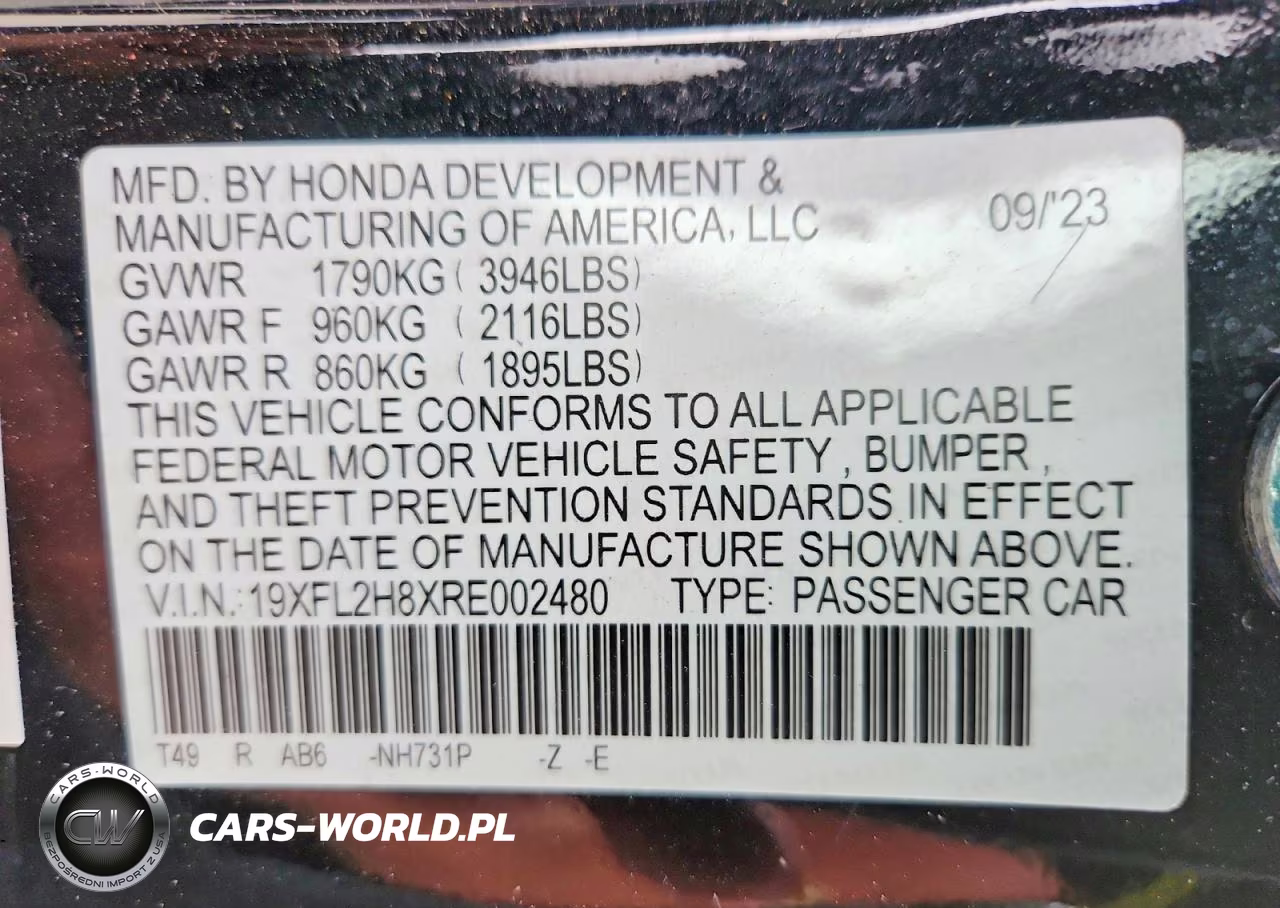2024 Honda Civic Sport VIN:19XFL2H8XRE002480 - 13