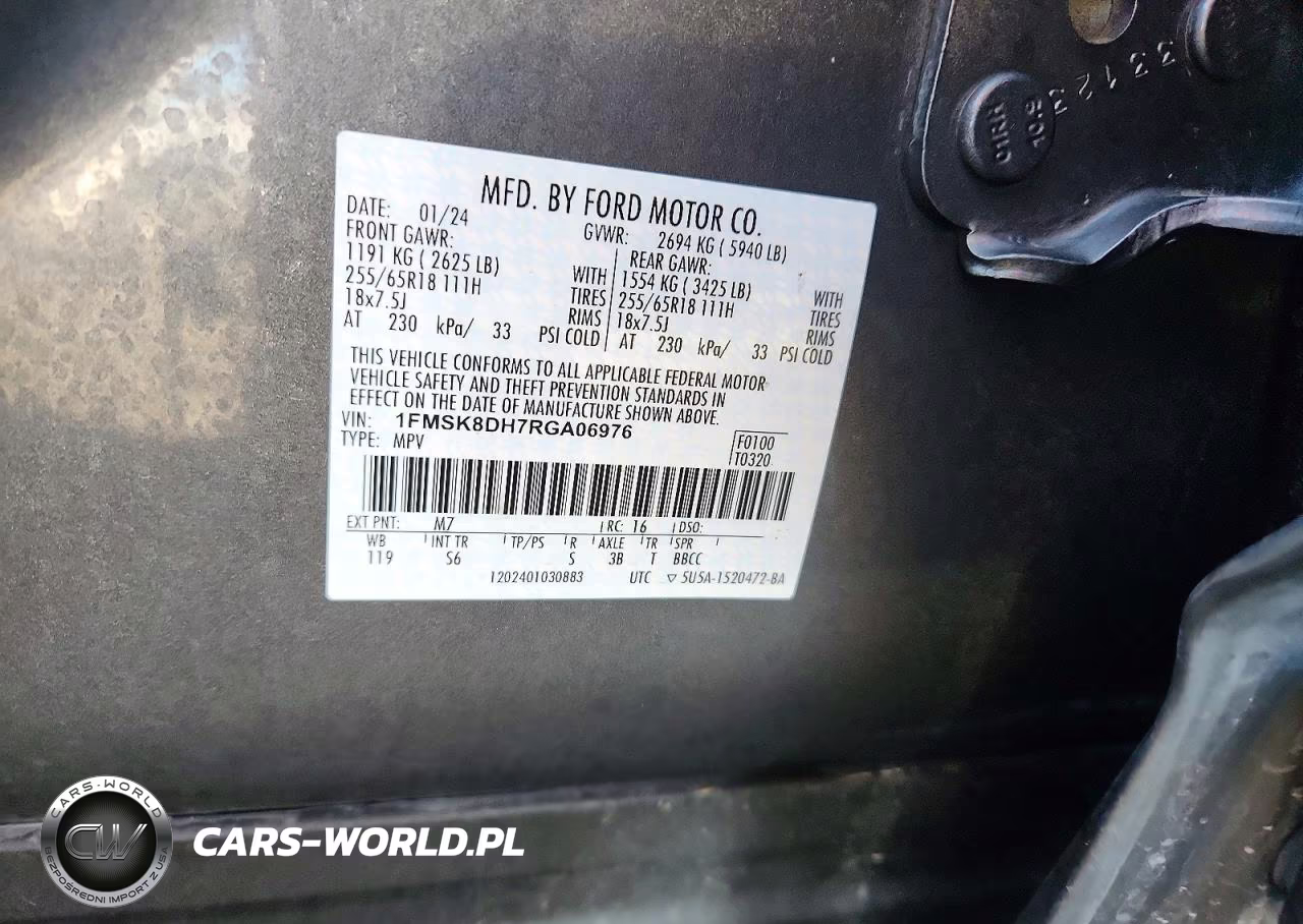 2024 Ford Explorer Xlt VIN:1FMSK8DH7RGA06976 - 13