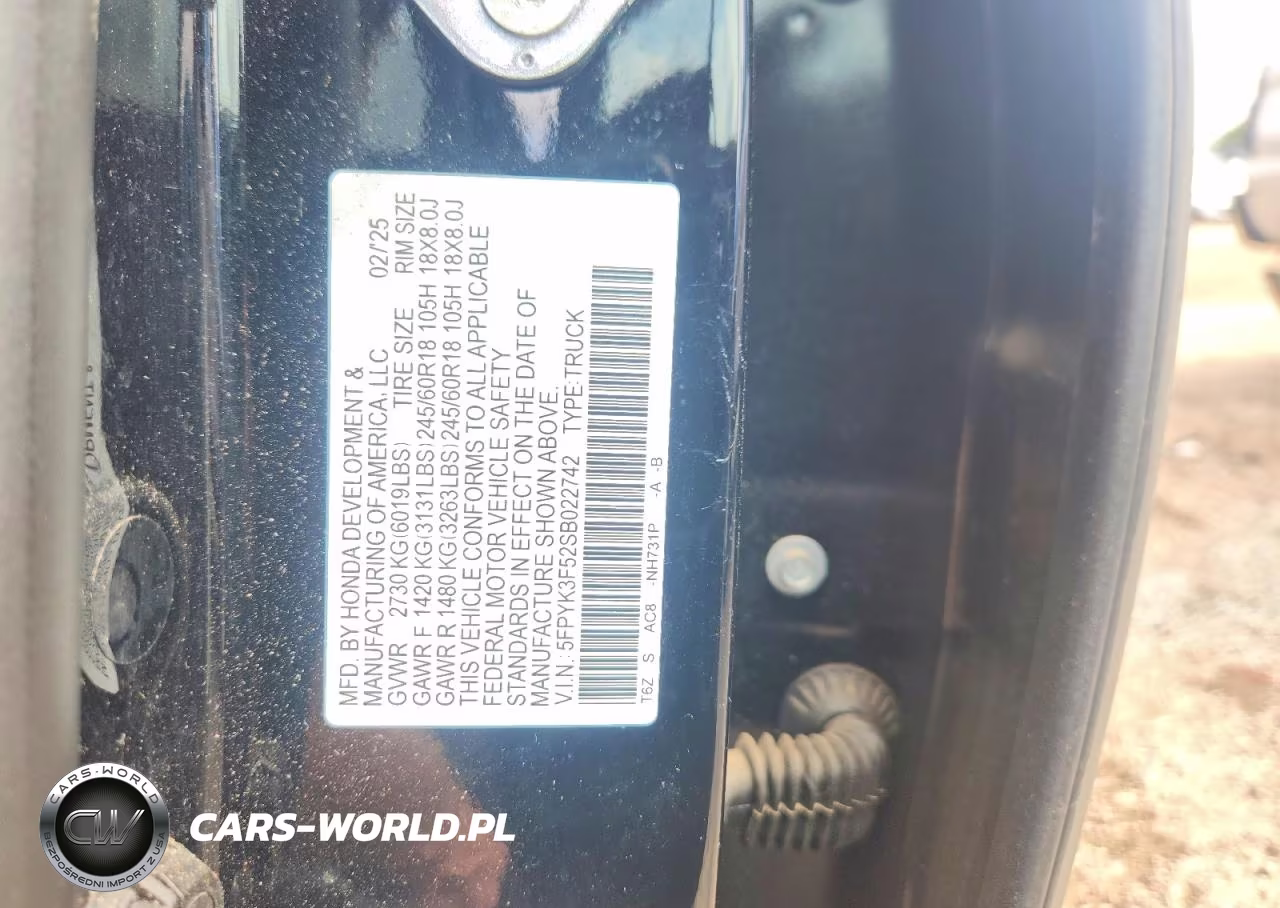 2025 Honda Ridgeline Rtl VIN:5FPYK3F52SB022742 - 12