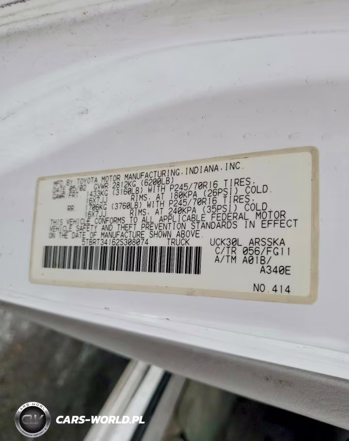 2002 Toyota Tundra Sr5 V8 VIN:5TBRT34162S308074 - 12
