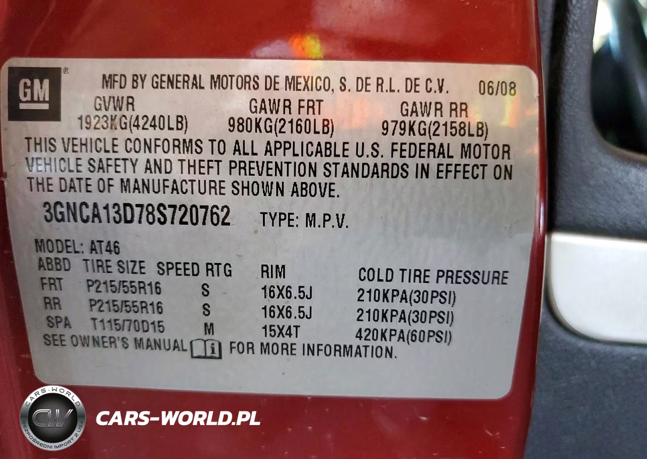 2008 Chevrolet Hhr Ls VIN:3GNCA13D78S720762 - 12