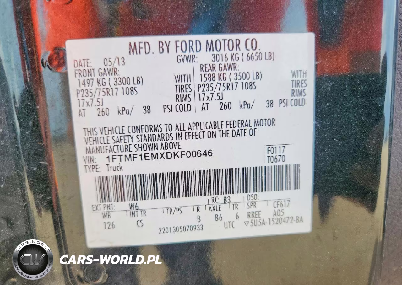2013 Ford F150 VIN:1FTMF1EMXDKF00646 - 12