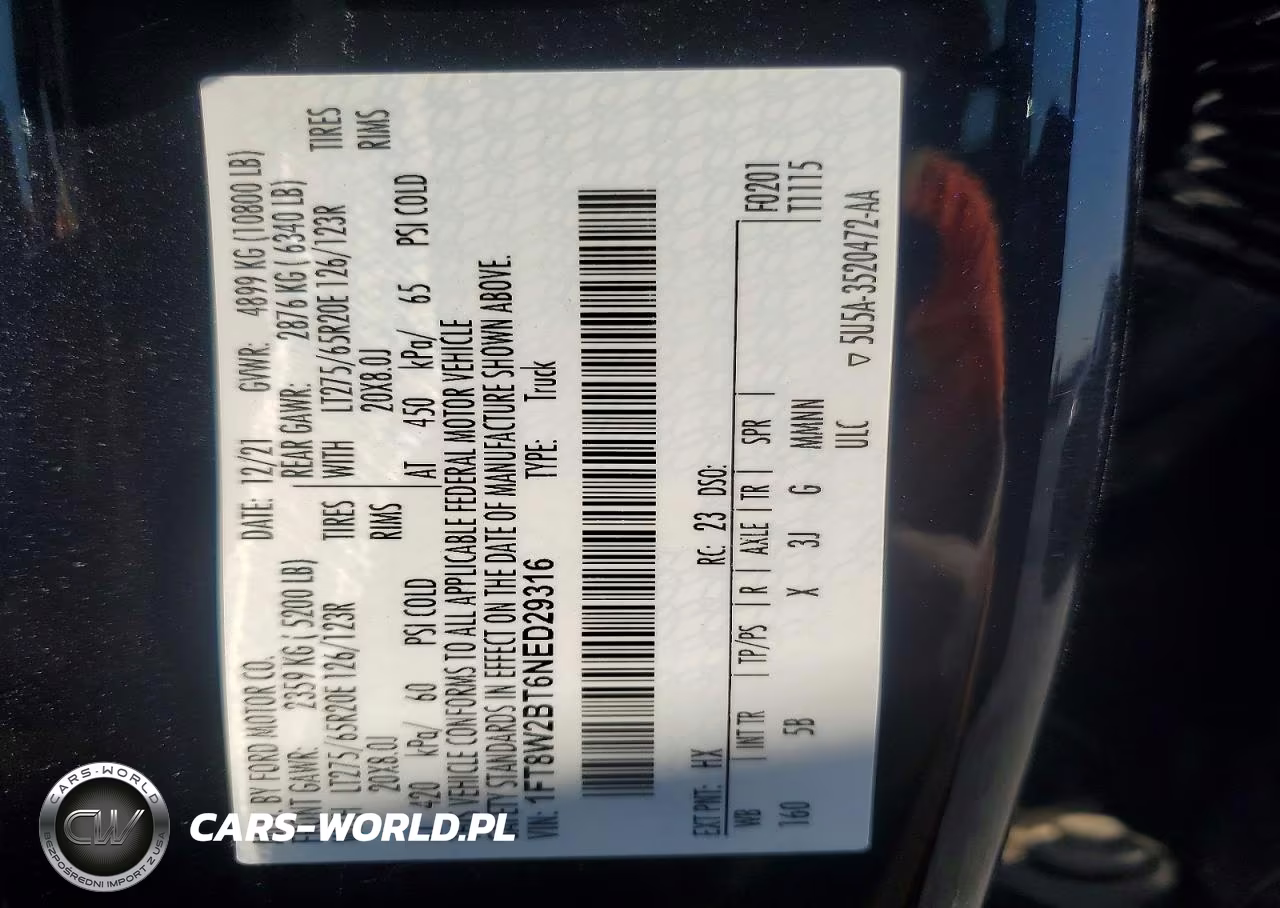 2022 Ford F250 Super Duty VIN:1FT8W2BT6NED29316 - 12