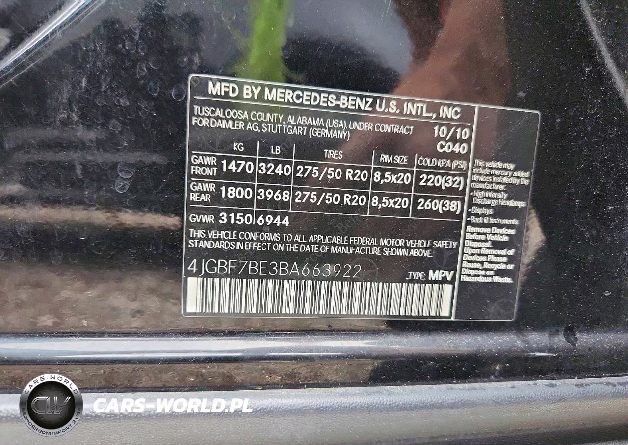 2011 Mercedes-Benz Gl 450 4Matic VIN:4JGBF7BE3BA663922 - 14