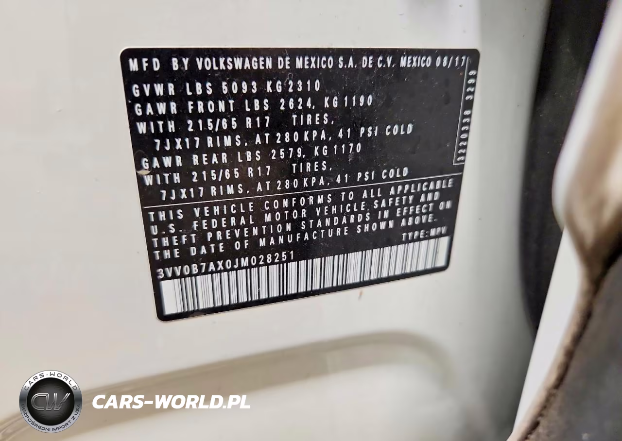 2018 Volkswagen Tiguan S VIN:3VV0B7AX0JM028251 - 12