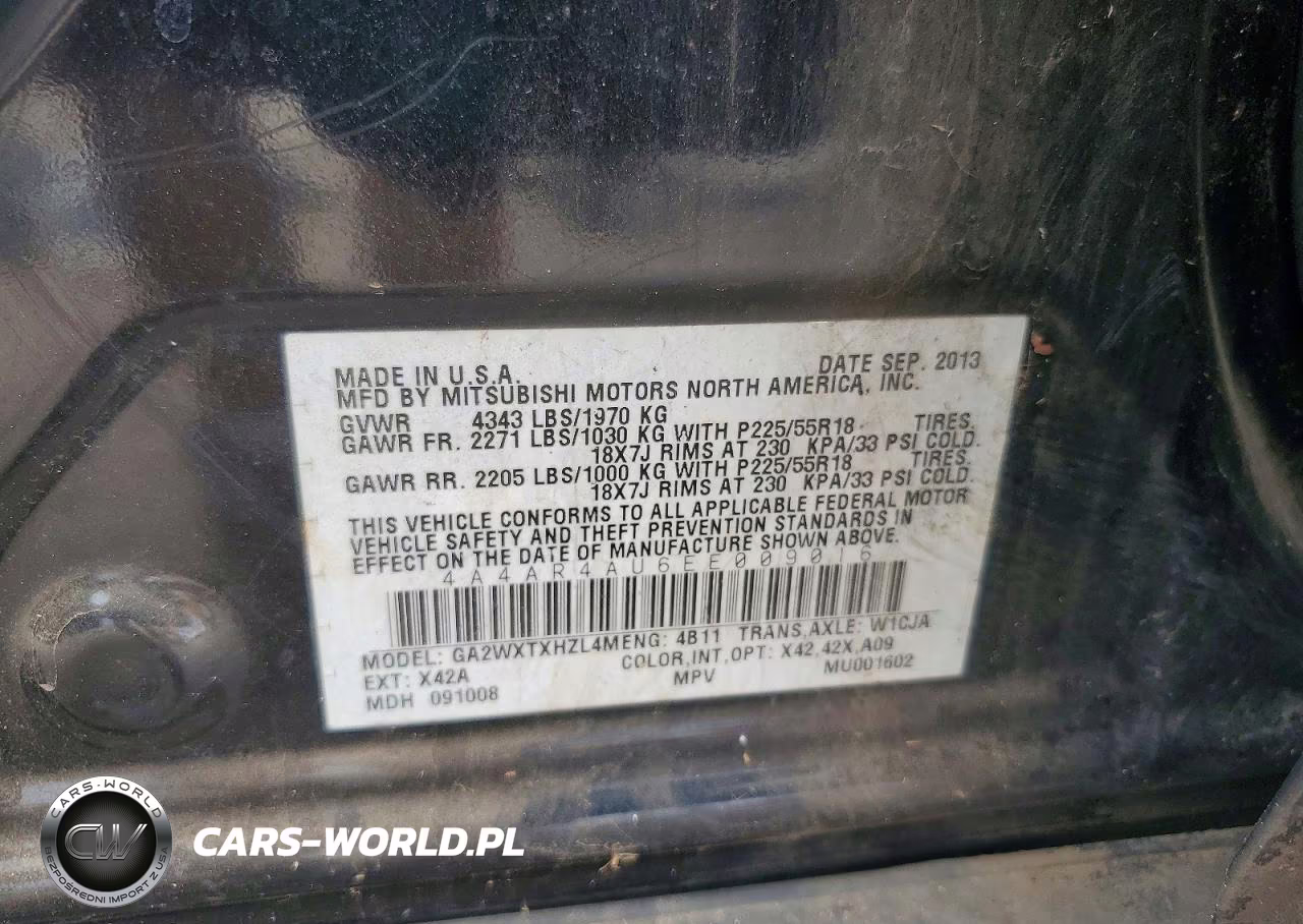 2014 Mitsubishi Outlander Sport Se VIN:4A4AR4AU6EE009016 - 13