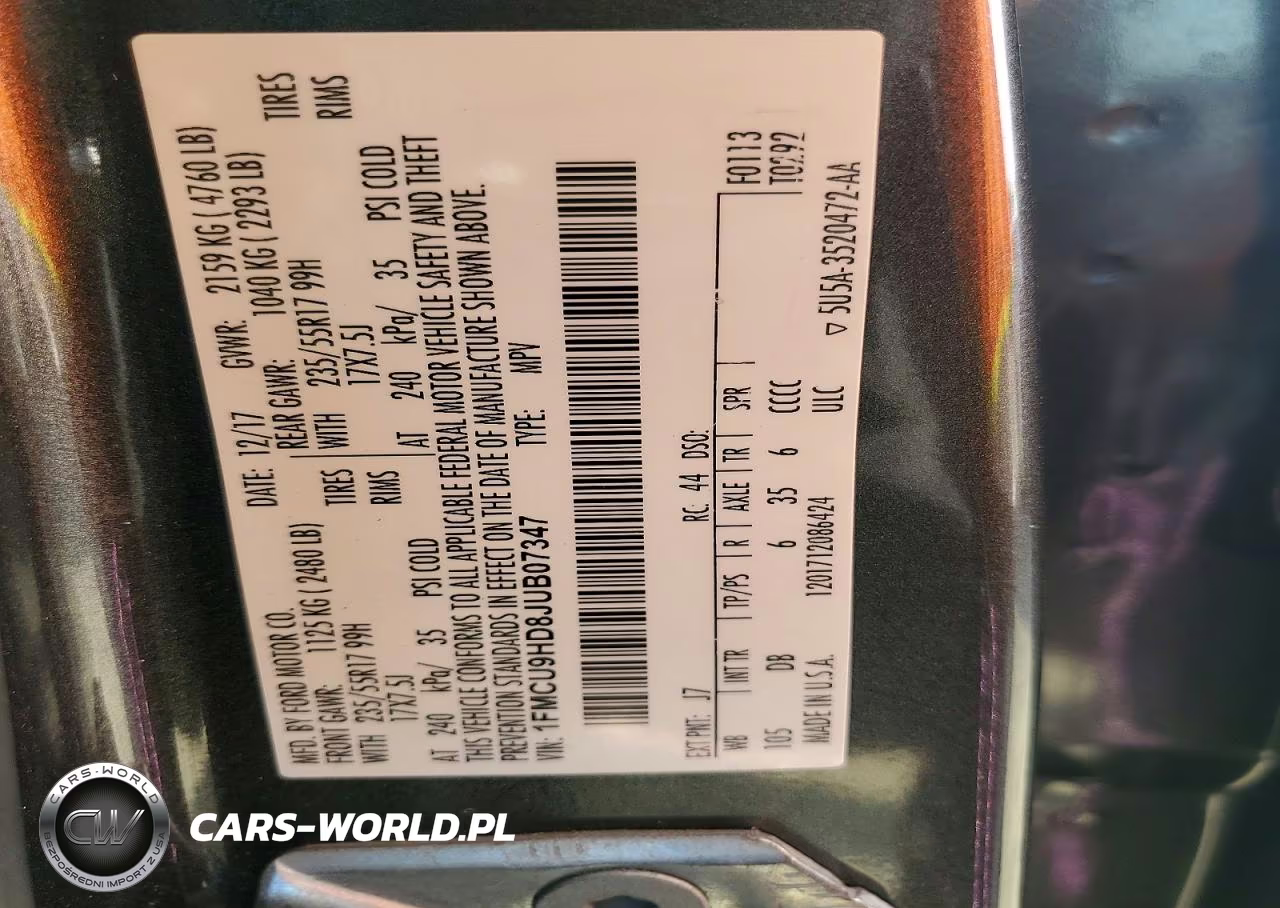 2018 Ford Escape Sel VIN:1FMCU9HD8JUB07347 - 13