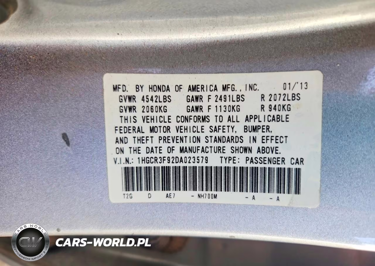 2013 Honda Accord Touring VIN:1HGCR3F92DA023579 - 12